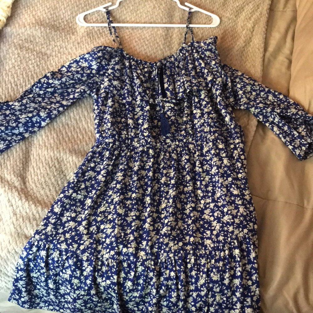 Blue Cold Shoulder Dress